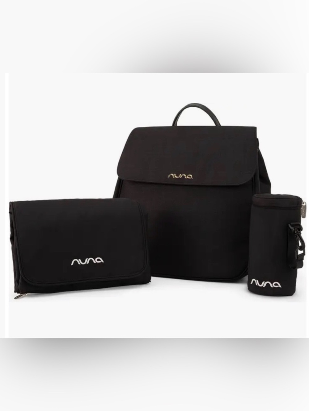 NUNA Diaper Changing Backpack & Insulated Bottle Case caviar